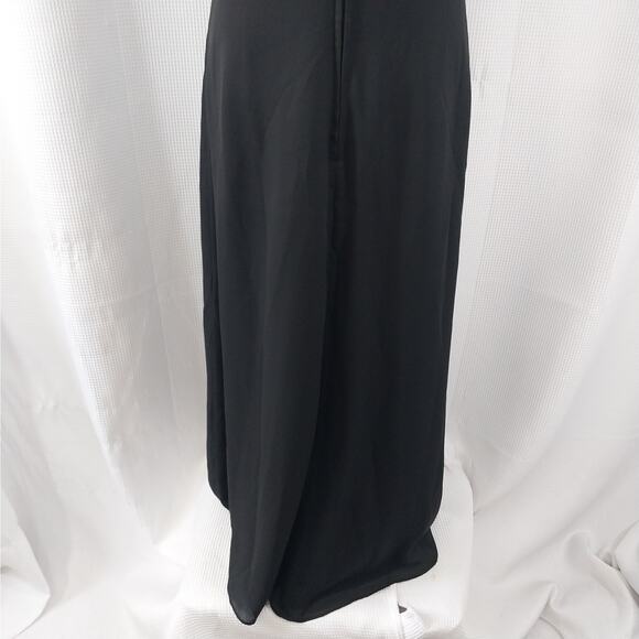 NWOT! MAGGY LONDON! RICH BLACK HEAVY CHIFFON, BOW FRONT FULL LENGTH GOWN! SZ 8 - Picture 8 of 10